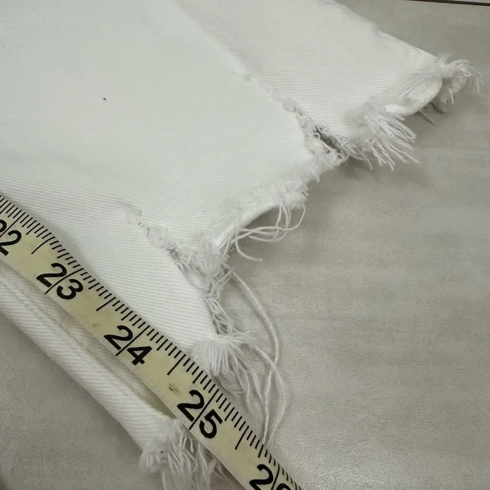 Paige Cindy High Rise Straight Leg Crop White Stretch Jean Minimalist Chic - Picture 8 of 10